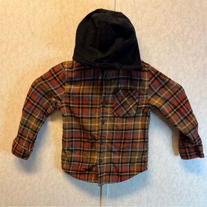 Primark Orange and Black Button Down Shirt with Classic Plaid